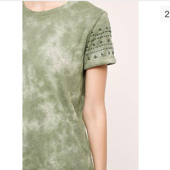 Anthropologie Akemi & Kin dayana tie dye short sleeve boho embroidered tee shirt - Picture 2 of 7